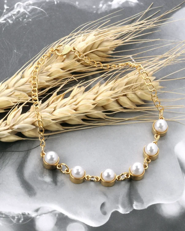pearl pendant chain link bracelet fashion bangle design for little girls