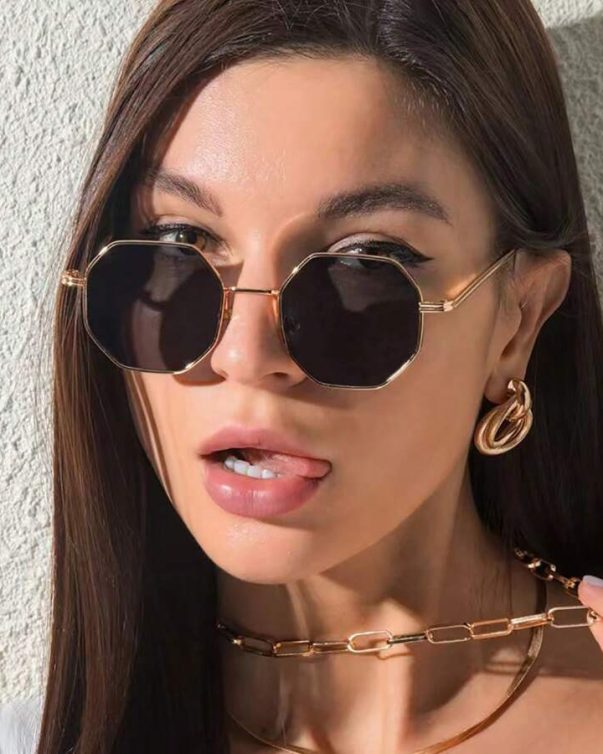 Personality Retro Punk Style Polygon Metal Frame Eyeglasses