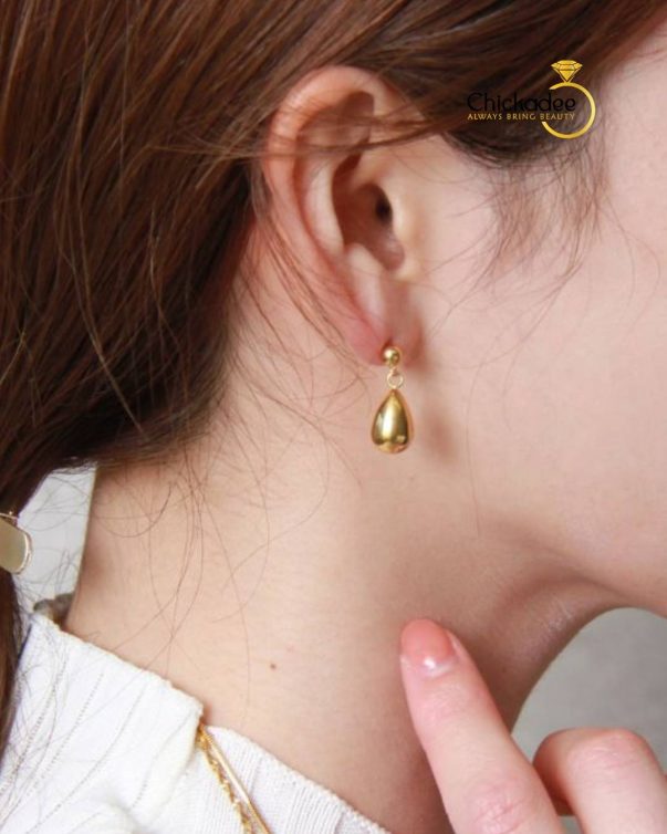 18K Gold Plated Stainless Steel Cute Waterdrop Dangle Earring