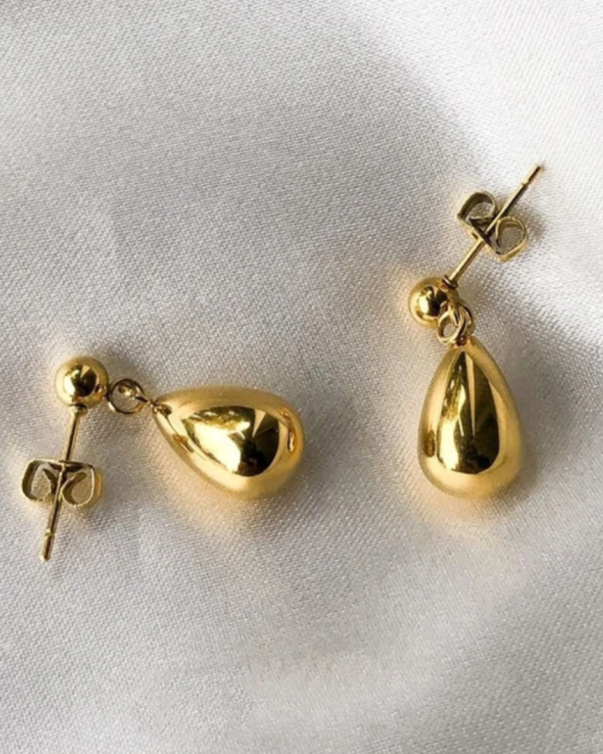 18K Gold Plated Stainless Steel Cute Waterdrop Dangle Earring