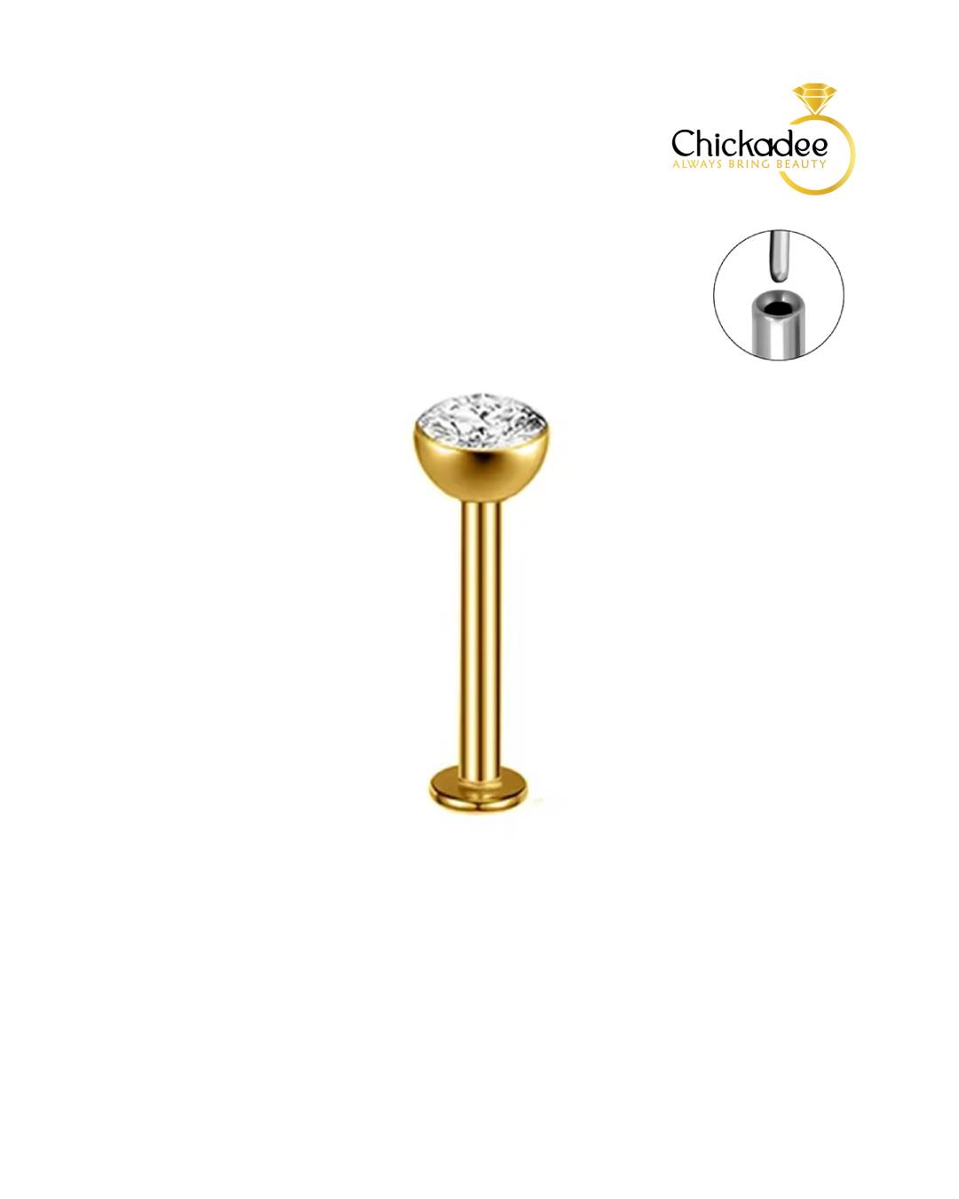 Titanium Piercing Labret Lip Stud Zircon- 1.2x6x4x4mm Titanium Piercing Labret Lip Stud Zircon- 1.2x6x4x4mm - Image 1