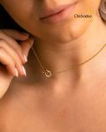 18K Gold Plated Stainless Steel double circles connection interlocking circle necklace
