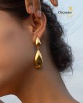 18k Gold Plated Stainless Steel Water Drop Stud Earrings