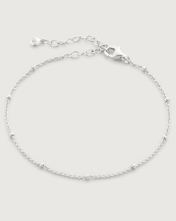 Silver plated Stainless Steel Beaded Chain Bracelet