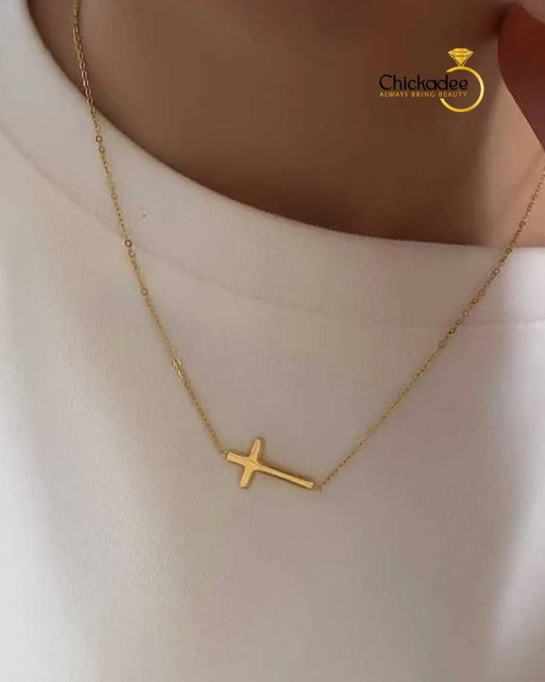 Sideways Cross Pendant Necklace