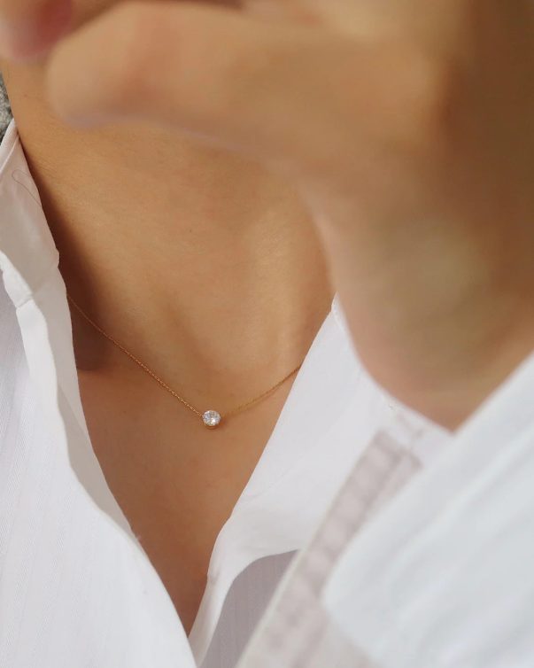 18K Gold Plated Stainless Steel Cubic Zirconia Necklace