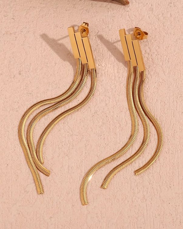 18k Gold Plated Stainless Steel Tassel Earrings
