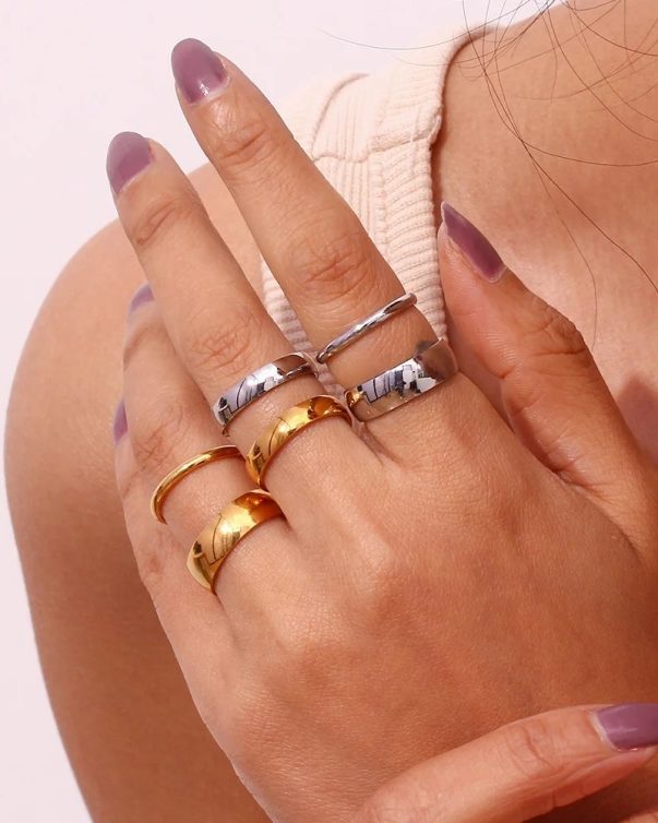 Silver Plated Jewelry Stainless Steel Rings Jewelry Women Basic Fashion Jewelry Rings - Silver