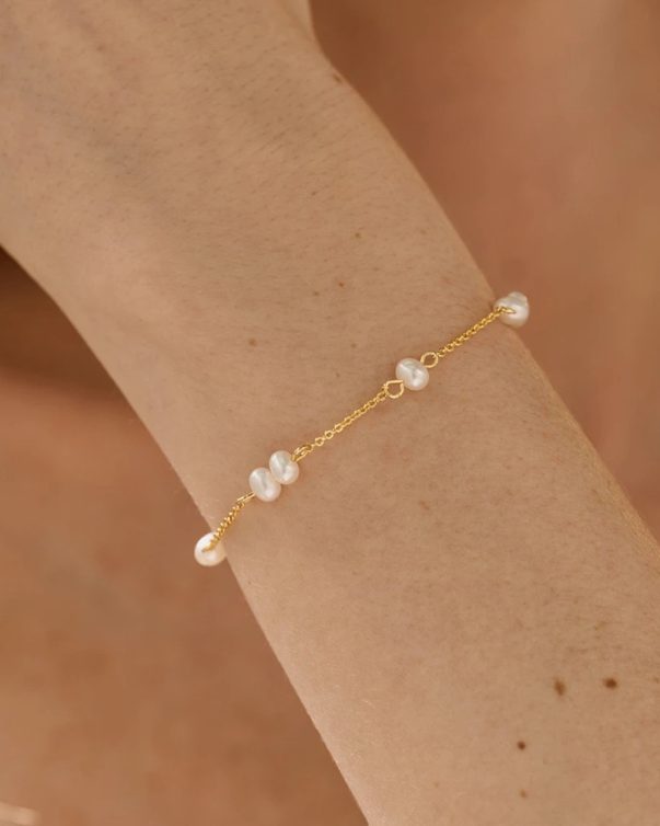 18k Gold Plated Stainless Steel Pearl Bracelet
