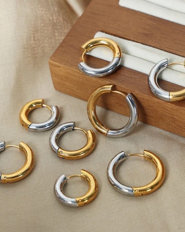 18K PVD Gold Plated Huggies Hoop Earrings - 2cm