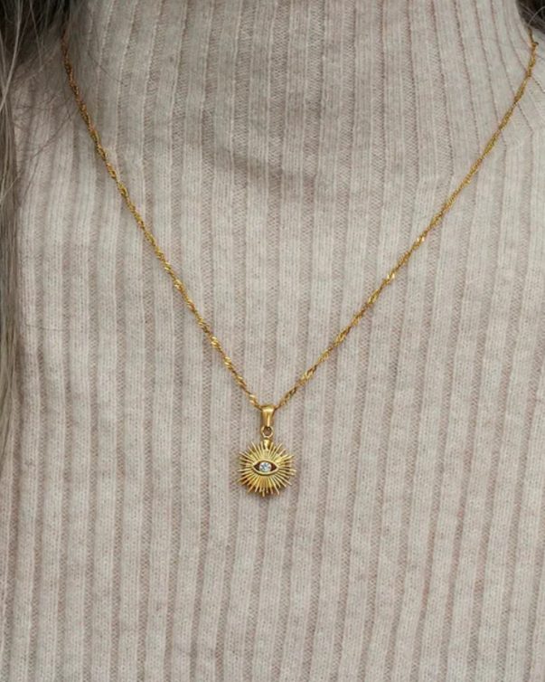 18k Gold Plated Stainless Steel Dainty Evil Eye necklace