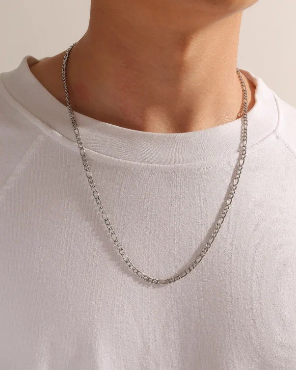 Silver Plated Stainless Steel 3mm Figaro Chain