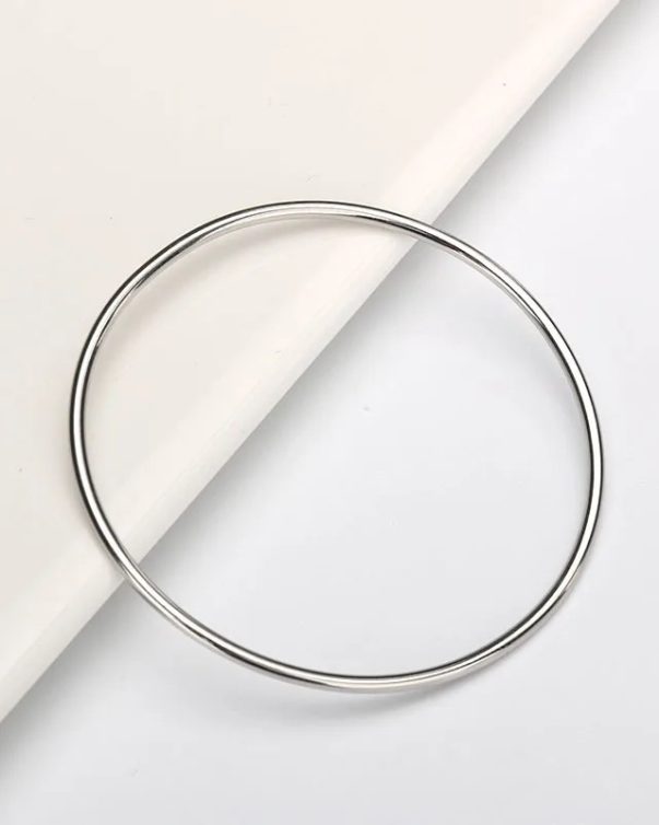 Minimalist Silver Plated Stainless Steel Stackable Bangles Bracelet