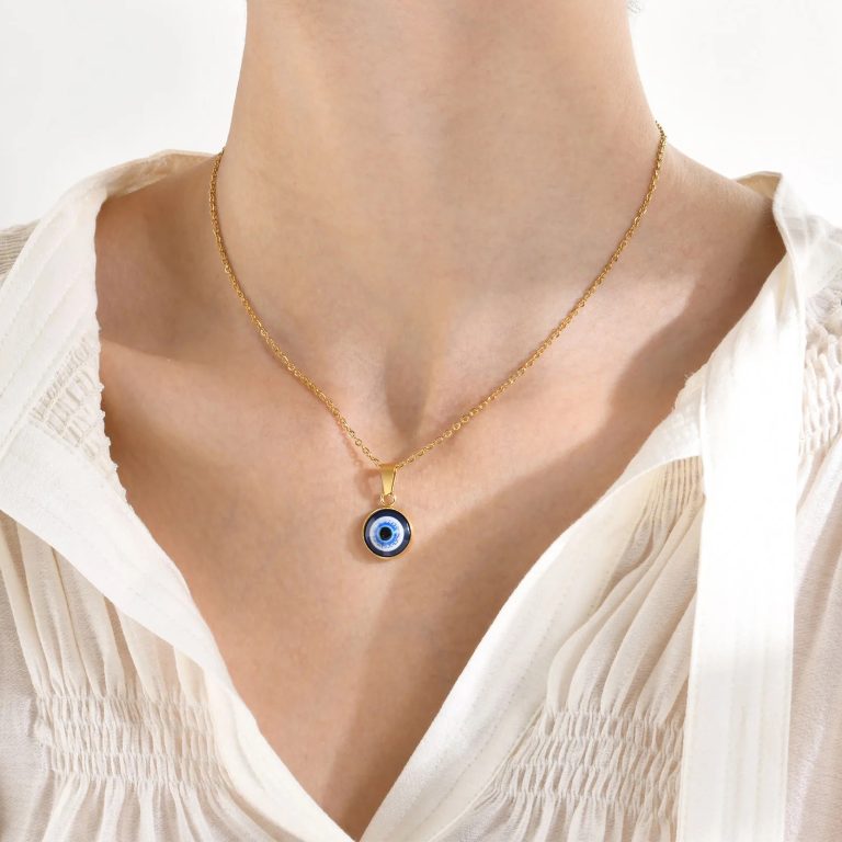 Gold plated Stainless Steel Evil Eye Necklace