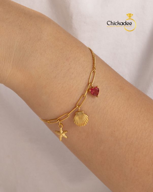 18K Gold Plated Stainless Steel Starfish Heart Bracelet