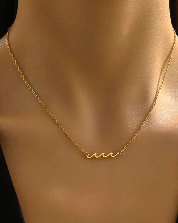 Gold Plated Stainless Wave Necklace