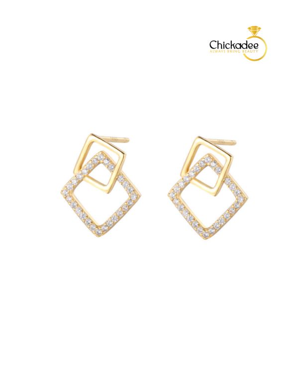 925 Sterling Silver Minimalist square Stud Earrings