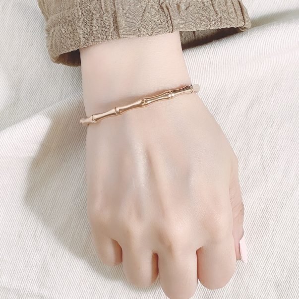 18K Gold Plated Stainless Steel Bamboo Bangle Bracelet - Rose gold
