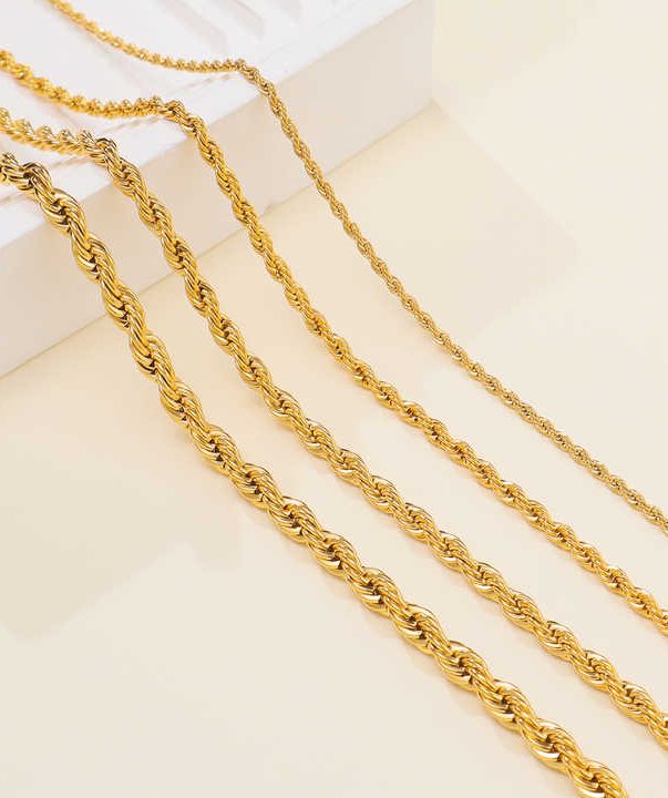 18k Gold Plated Stainless Steel Twisted Chain Necklaces