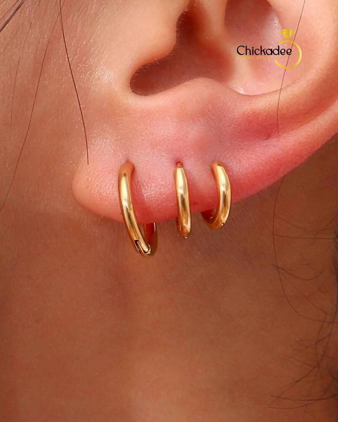 18K Gold Plated Stainless Steel Jewelry Thick Huggies Hoop Earrings