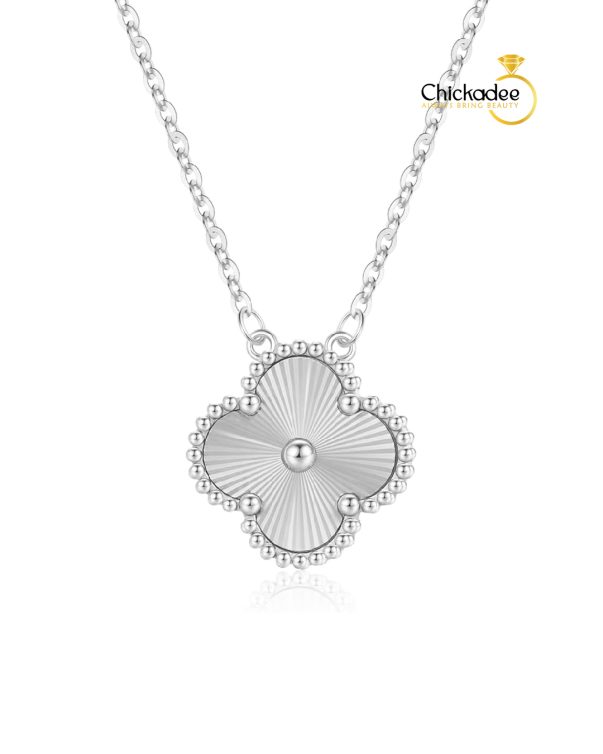 Silver Plated Stainless Steel Clover Flower Pendant Necklace