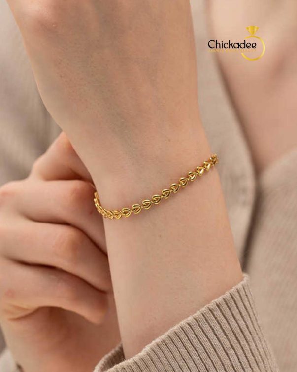 18K Gold Plated Stainless steel Heart Chain Bracelet