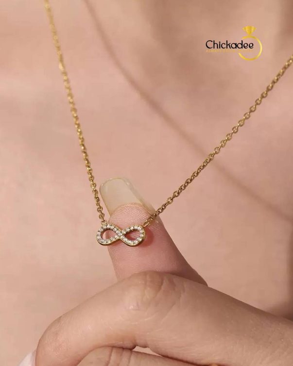 Gold Plated Office Wear Infinity Pendant Necklace