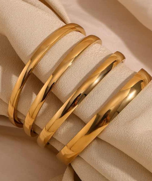 18K Gold Plated Stainless Steel Bangle Set