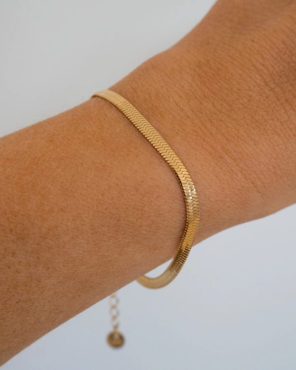 18k Gold Plated Stainless Steel Snake Bone Chain Bracelets