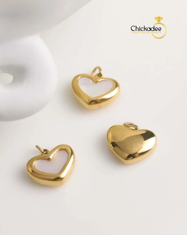 Mini Heart Charm Pearl Heart Pendant Necklace