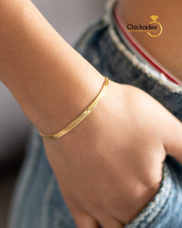 18k Gold Plated Stainless Steel Snake Bone Chain Bracelets