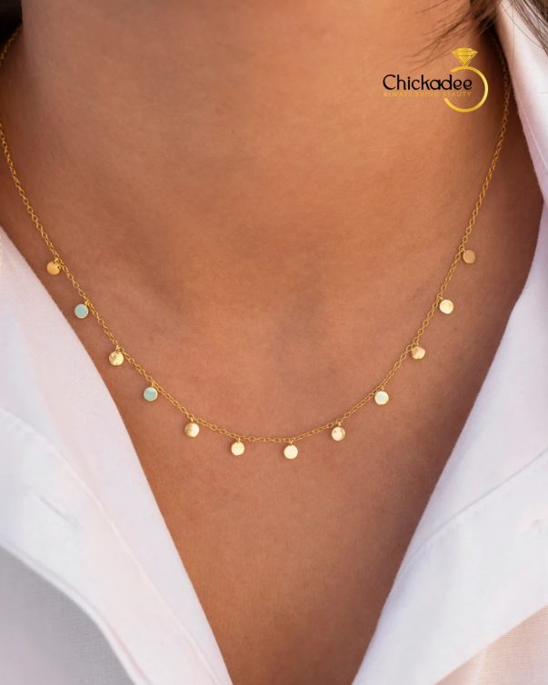 18K Gold Plated Stainless Steel Water Drop Round Square charms Necklaces