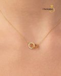 Solid Gold Diamond Interlocking Circle Necklace