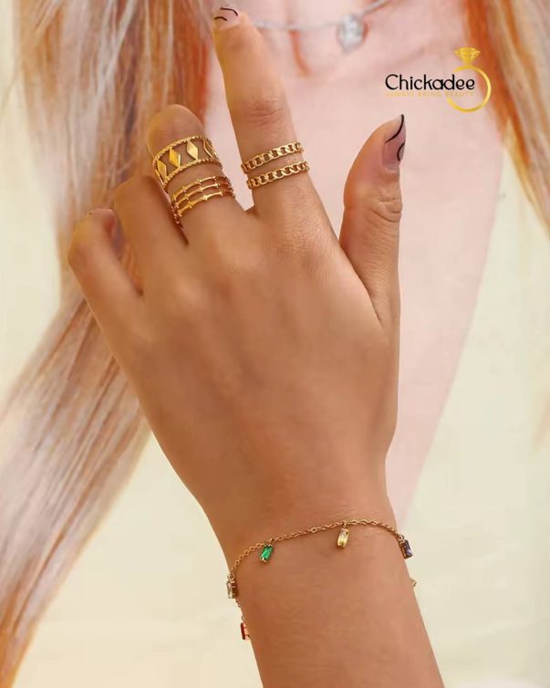 Dainty Jewelry Rainbow Square Diamond Zircon Water Drop Pendant Necklace & Bracelet