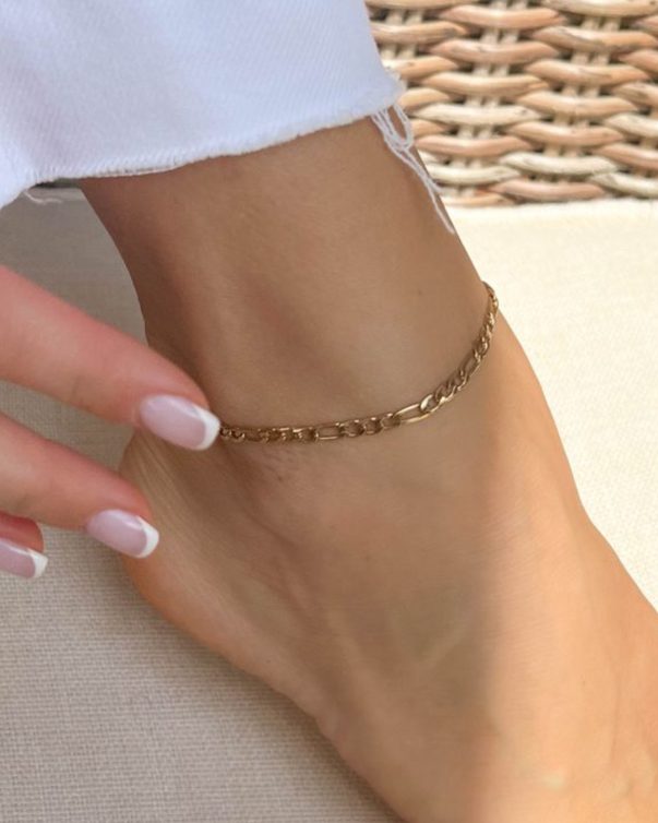 Gold Plated Stainless Steel Figaro Chain Anklet