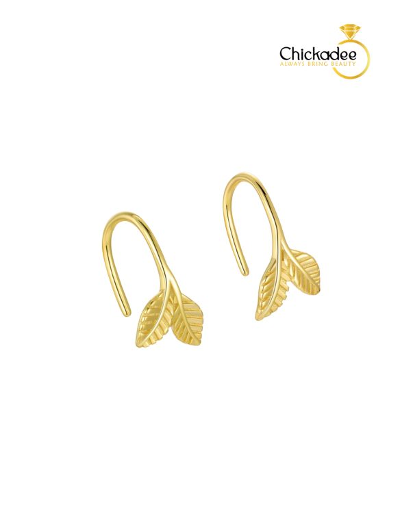 925 Sterling Silver Leaf Minimalist Vintage Earhook Earrings