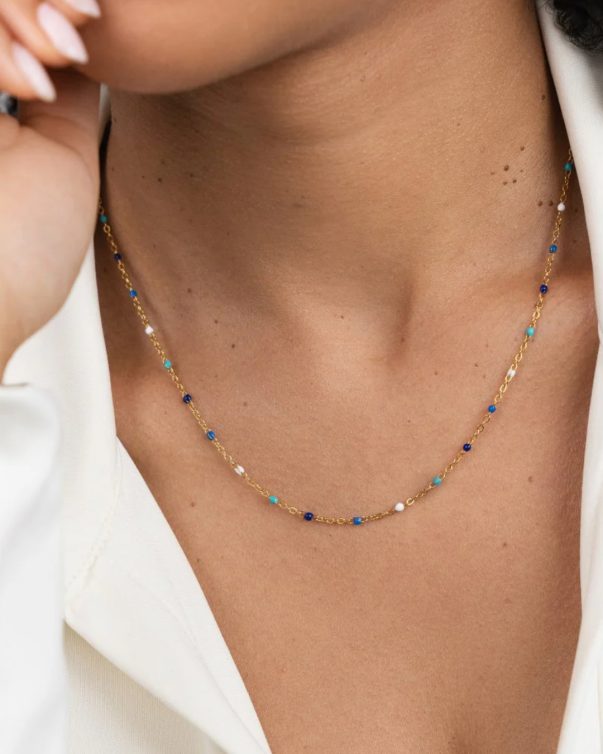 Colorful Enamel Beaded Cable Chain Necklace