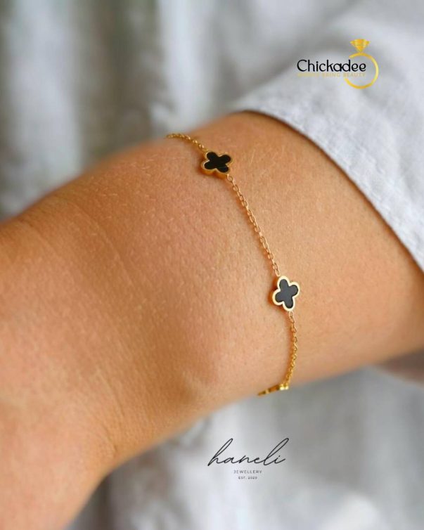Gold Four-leaf Clover Charm Bracelet- 9mm