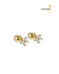 S925 Sterling Silver Gold Plated Stars Screw Thread Piercing