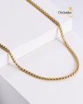 18K Gold Plated Stainless Round Box Chain Necklace