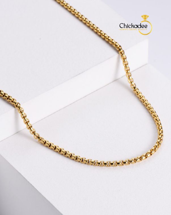 18K Gold Plated Stainless Round Box Chain Necklace