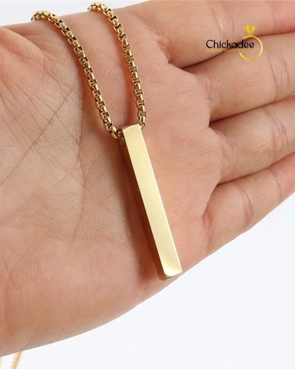 18K Gold Plated Titanium Steel Twisted Stick Pendant Necklace