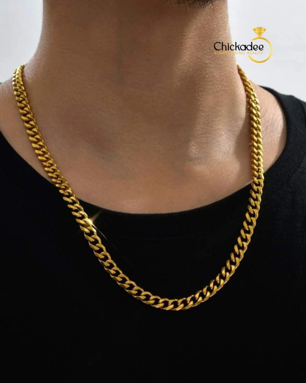 18k Gold Plated Stainless Steel 6mm Cuban Link Gold Chain - 24inches