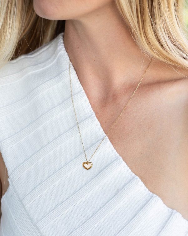 Mini Heart Charm Pearl Heart Pendant Necklace