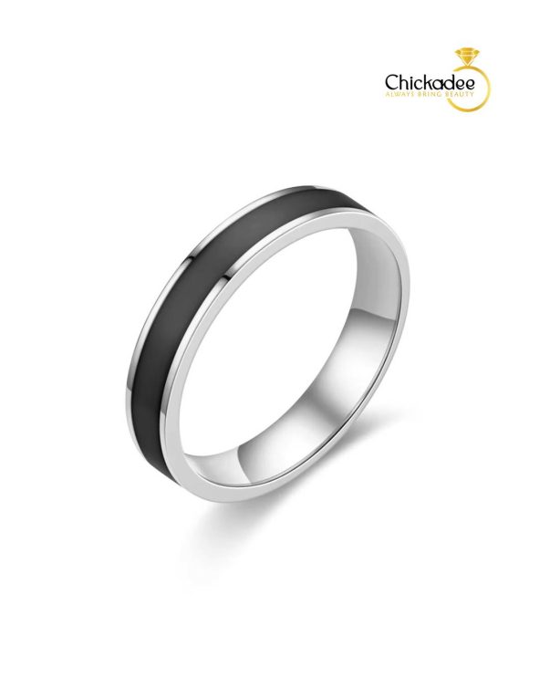 316L Stainless Steel Enamel Engagement Ring for Couples silver
