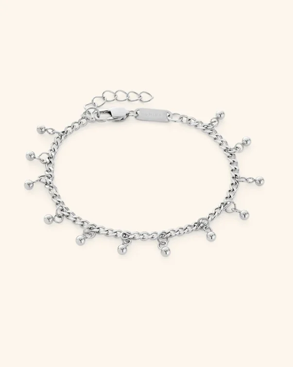 Silver Stainless Steel Ball Bracelets Women