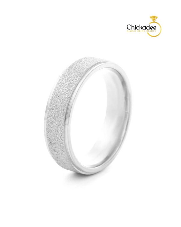 Engagement Dull Polish Sand Surface Finished Ring 6mm silver