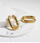 18k Gold Plated Stainless Steel Modern Simple Gold Thick Oval Hoop Earring