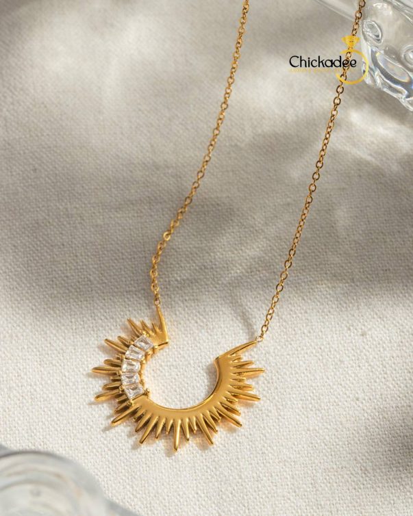 Hollow Half Circle Pendant Necklace