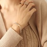 Fashion New Gypsophila Zircon Stainless Steel Three Layer Bracelet